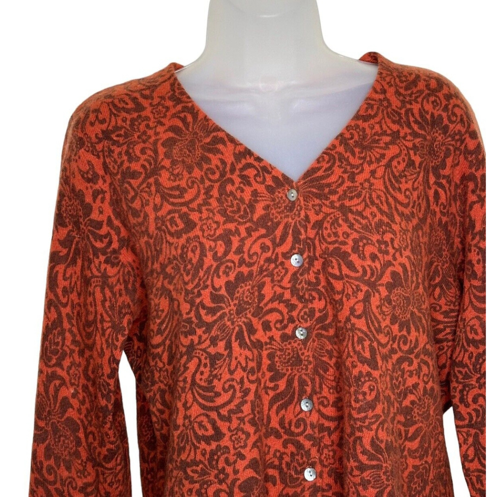 Vintage Jillian Jones Cardigan Sweater Womens Large Rust Brown‎ Paisley Buttons